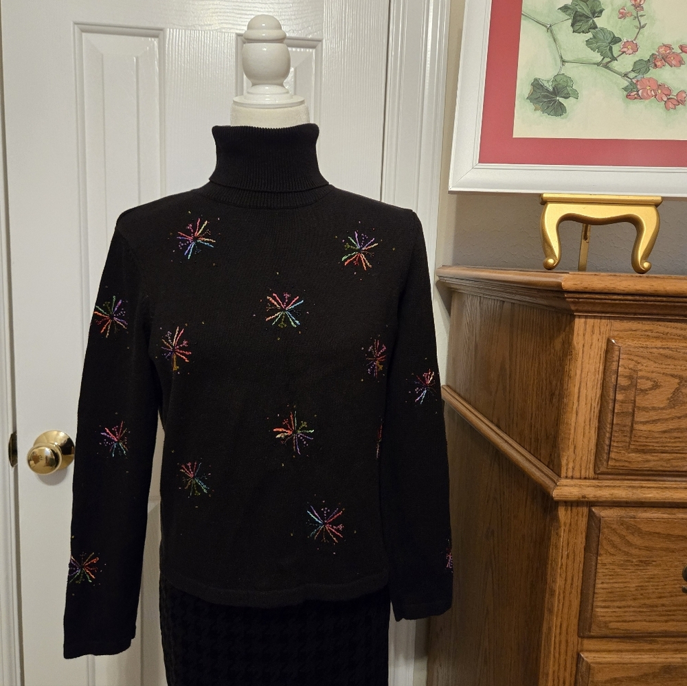 Talbots Cotton Embroidered Sweater - EUC